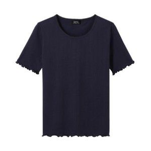 A.P.C. Jeannette pointelle top, navy, size large